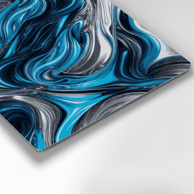 Abstrait fluide, art mural gris en métal 61, H 8 po x l 10 po