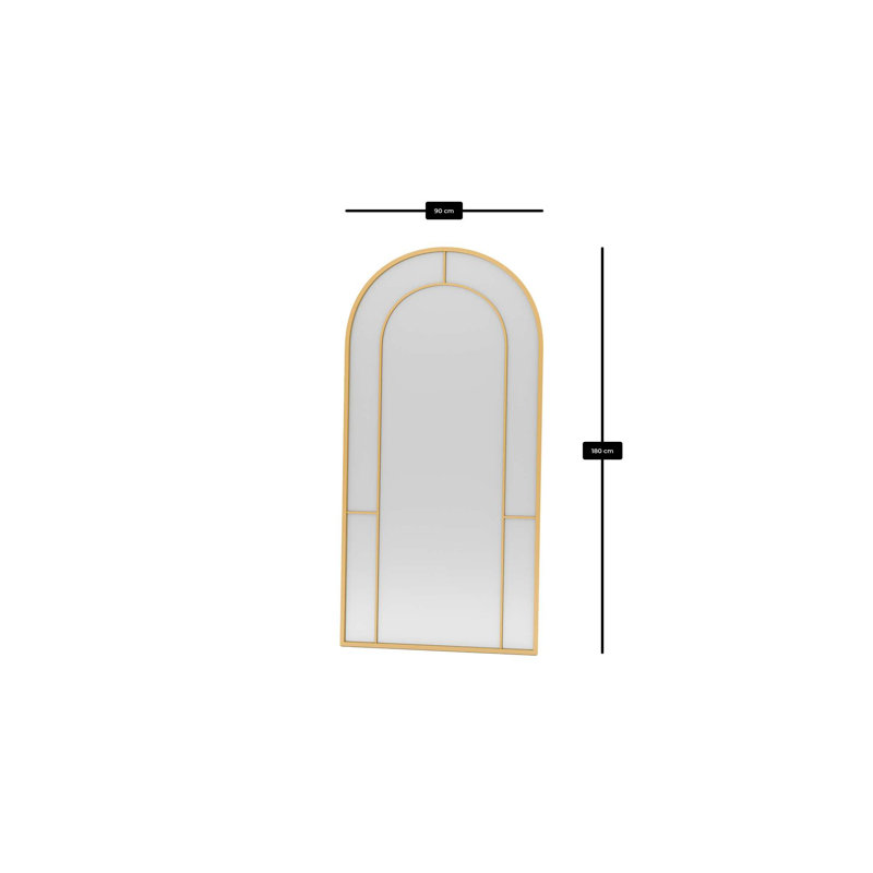 Elegant Gold Cheval Mirror, 35.4 x 70.9 Inches | 100% Metal Design, Wall-Mountable | Modern Glam Geometric Style for Dressing Rooms & Bedrooms, Perfect for Reflecting Light and Enhancing Space