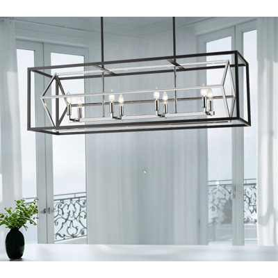 Guzik 8-Light Rectangular Metal Chandelier