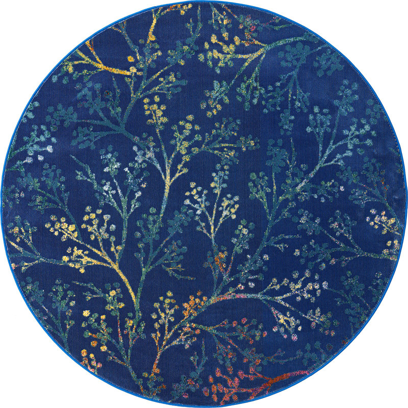 Floral Indoor Rug, Round 5'3"