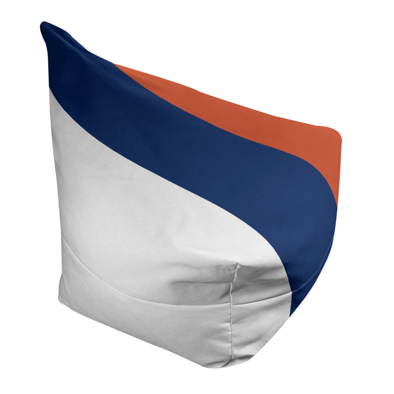 Bean Bag Cover, 42" H x 38" W x 2" D, White/Orange/Navy Blue