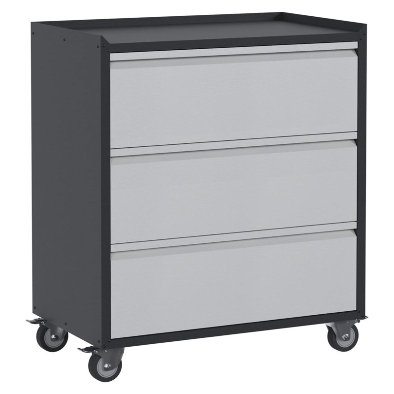 30.31'' Wide 3 -Drawer Mobile Steel File Cabinet