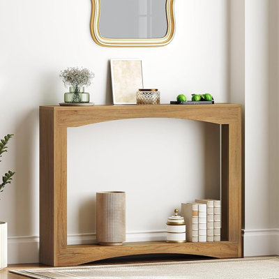 Console étroite, table d'entrée mince de 5,9 po, table basse pour petits espaces, table de couloir pour petite maison de campagne, salon, couloir, vestibule, noyer clair Ct19vv