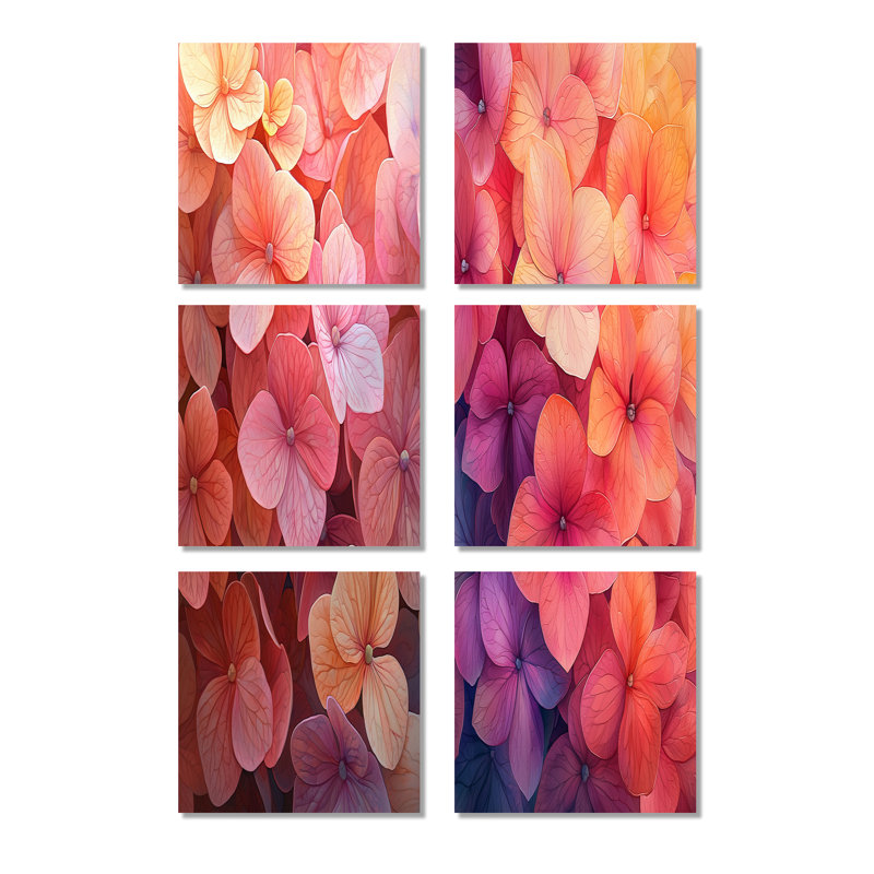 Grecia - ensemble d'art mural en toile florale de 6, Toile tendue, Ne s’applique pas
