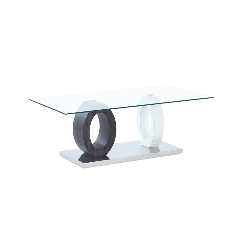 Weybright 47" Clear And White and Gray Glass Coffee Table