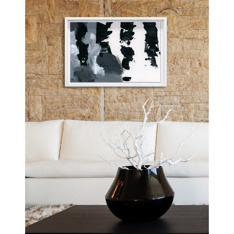 «Abstract Pronto Paint - Shadowbox», reproduction d'impression sur papier, Boîte-cadre blanche, H 38 po x l 56 po x P 2 po
