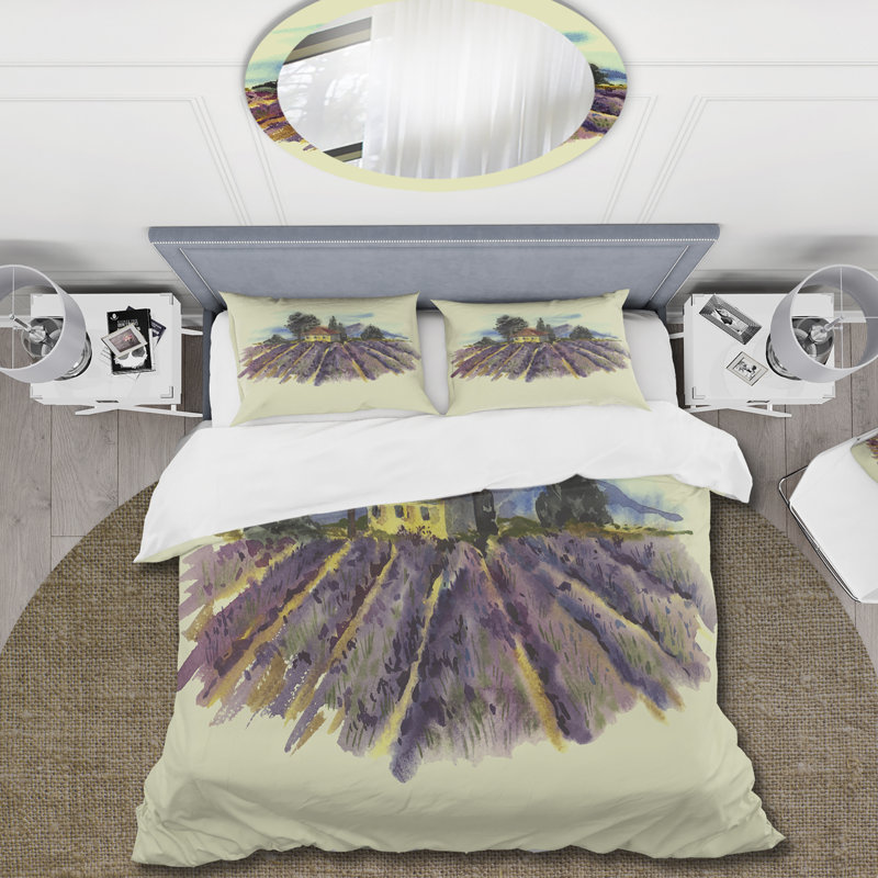 Landscape With Blooming Lavender - Traditional Duvet Cover Set, Twin Duvet Cover + 1 Standard Sham