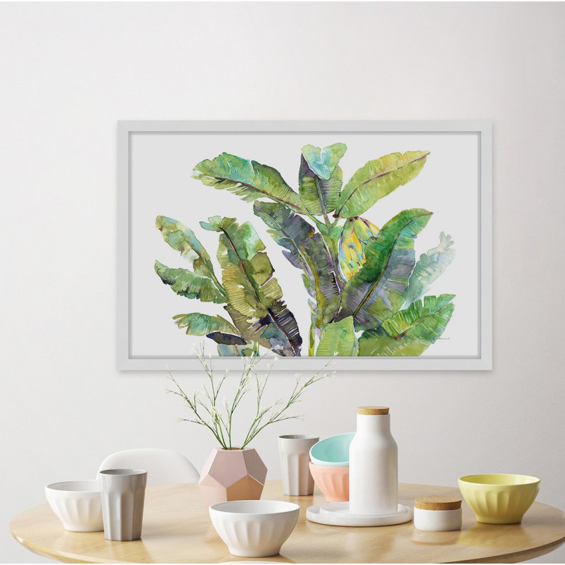 «Banana Leaves Top», reproduction de peinture à l'aquarelle encadrée, H 24 po x l 36 po x P 1,5 po