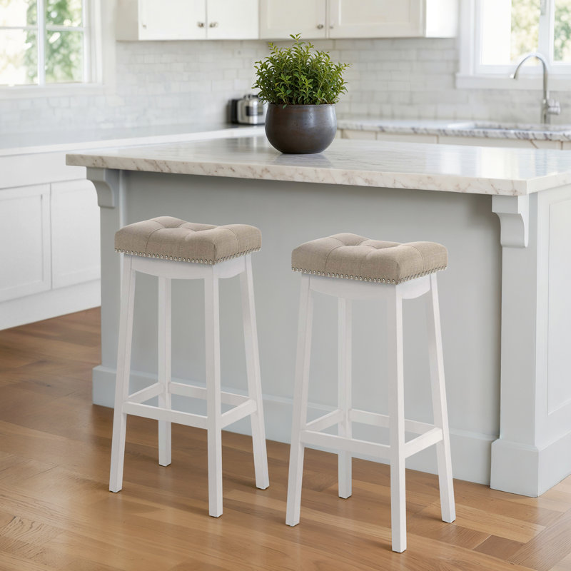 Tabourets de bar avec coussin LuXeo Barstow, Beige, Tabouret de bar (siège d'une hauteur de 29 po)