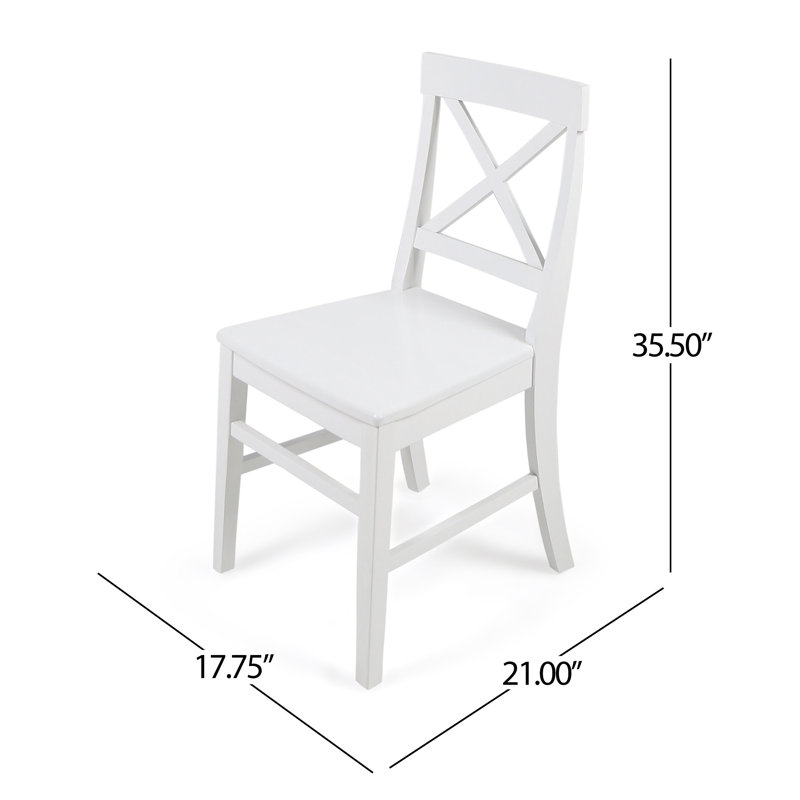 Ensemble de 2 chaises de salle à manger Ricks, dossier croisé en X, pieds à dossier courbé, bois blanc, White
