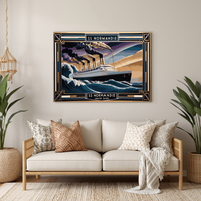 Transport, bateau de croisières rétro, art mural en métal gris, H 20 po x l 30 po x P 0,05 po