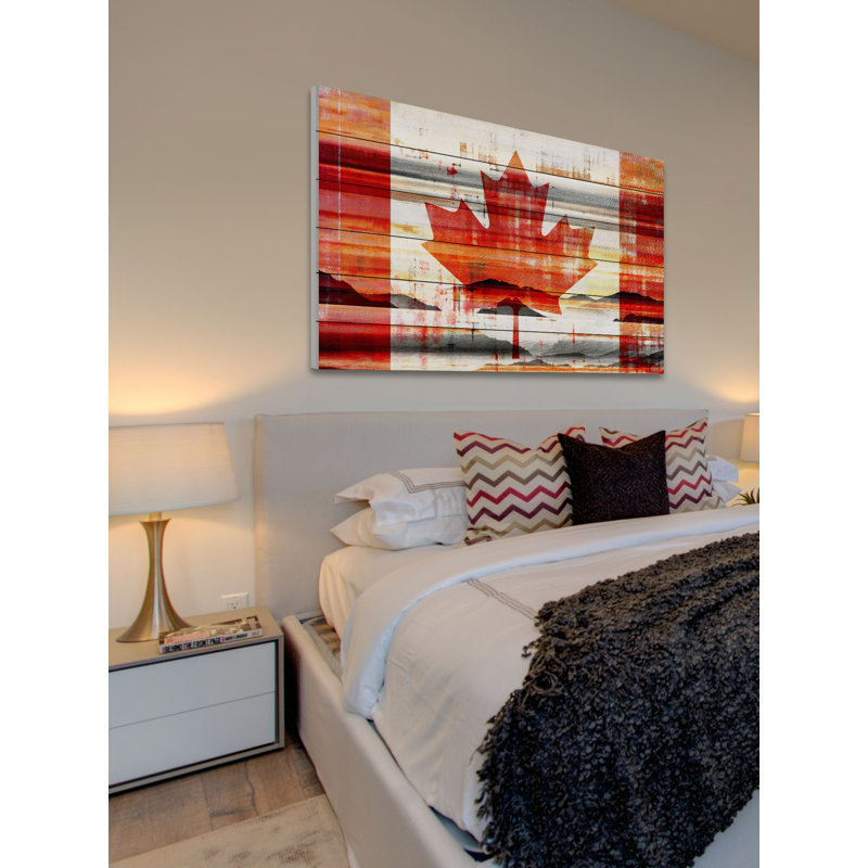 « canadian leaf » par parvez taj,, reproduction d’art sur bois blanc, H 24 po x l 36 po x P 1,5 po