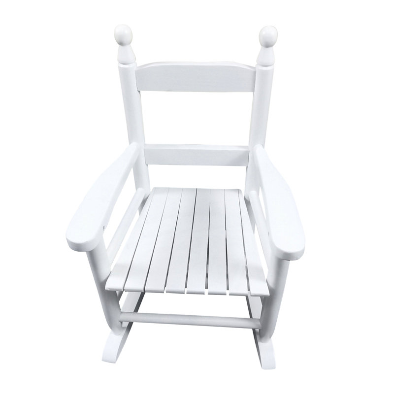 Rocking Chair - White Solid Hardwood, Ideal For Indoor & Outdoor, Construction, Comfortable Back, Includes Hardware Assembly Hardwood Material, Seat 110 Lbs Weight Limit, Easy Process With Kit And