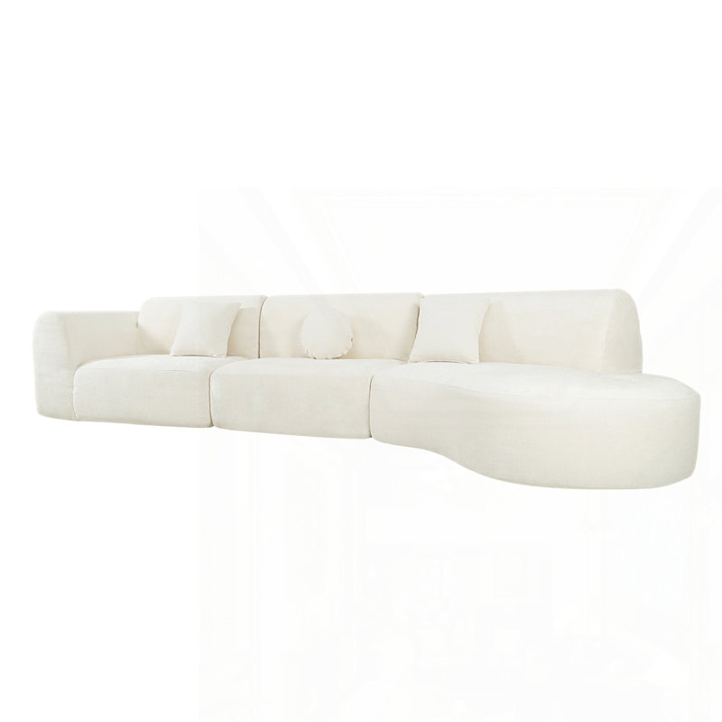 140" Modern Curved Sectional Sofa, Beige