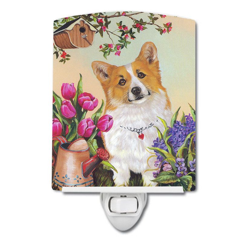 Westie Going Up Ceramic Night Light, Corgi Sunshine