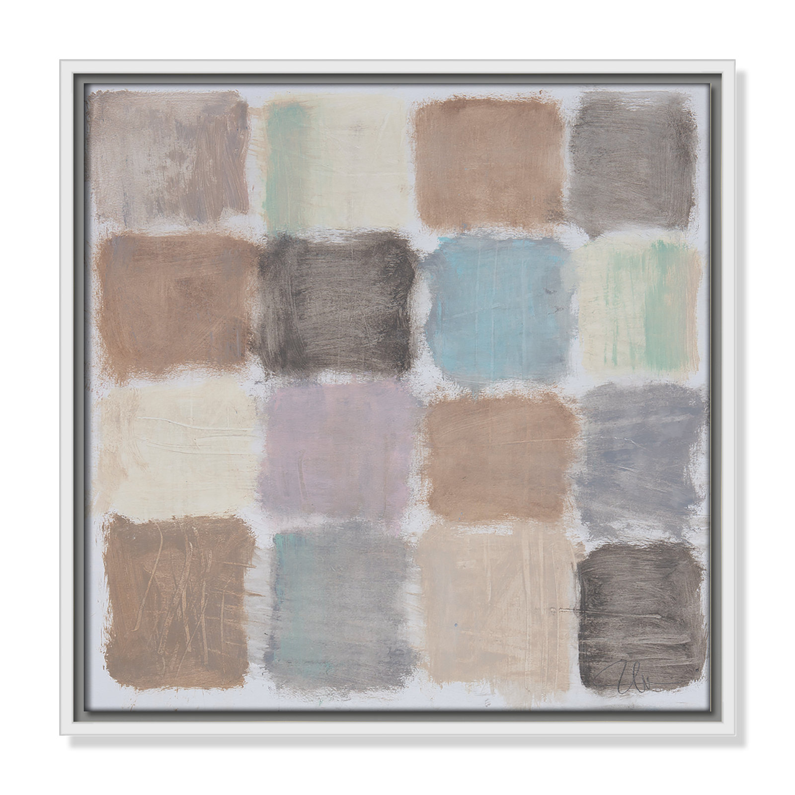 Veasey "Powder Room Reflections" Painting, 17.5" H x 17.5" W x 2" D, White