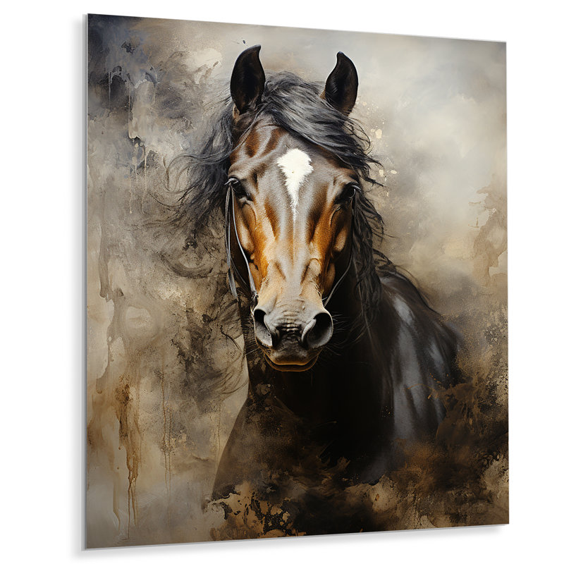 Décoration murale en métal White Horse, H 40 po x l 30 po