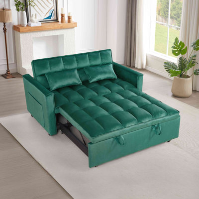 Modern 2-Seater Sofa, 54" Pull-Out Sleeper Sofa Bed For Living Room