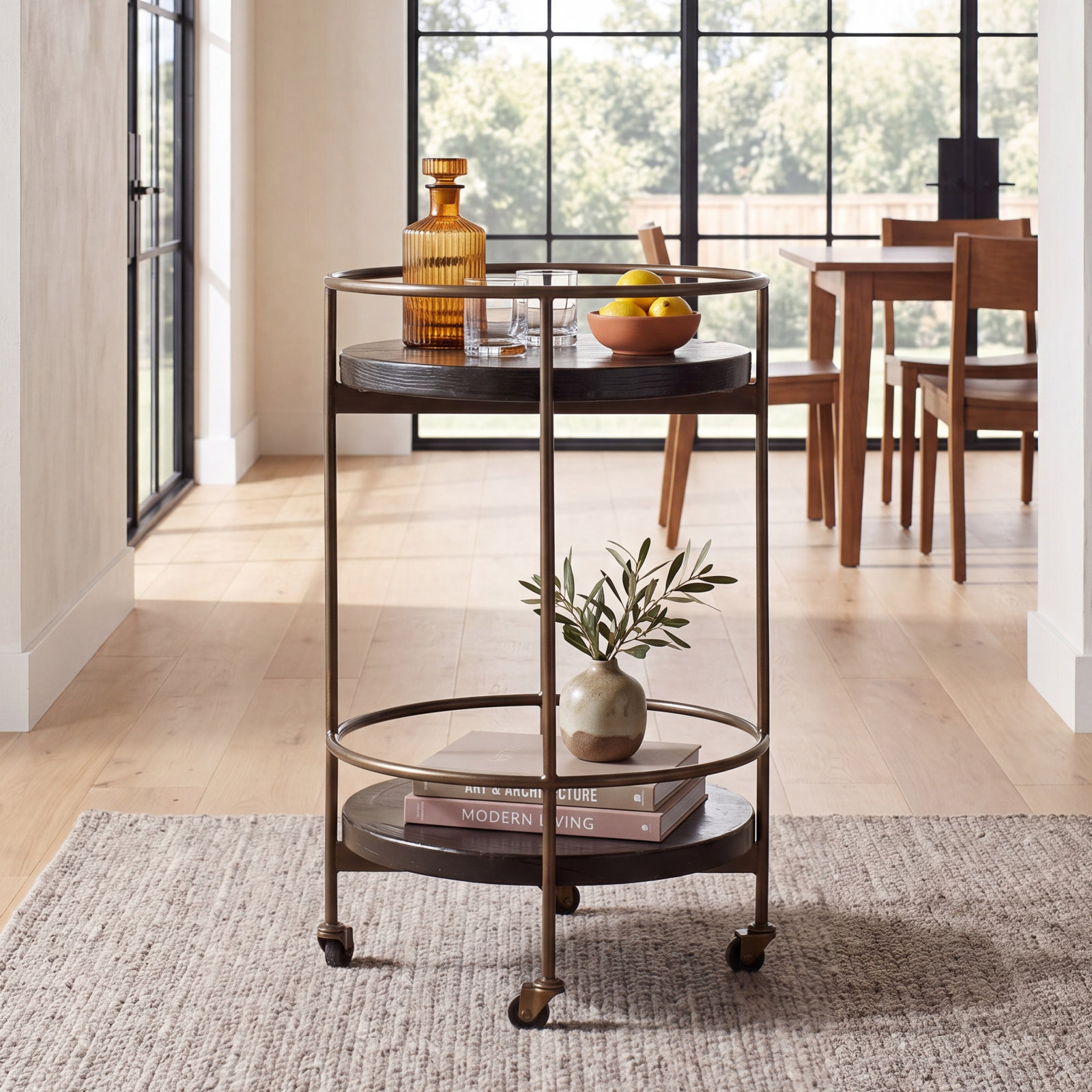 Dottie Bar Cart, Smoked Brown