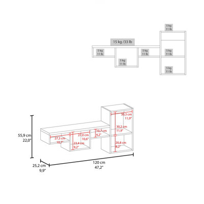 Shelf 22" H, 7 Shelves, Black