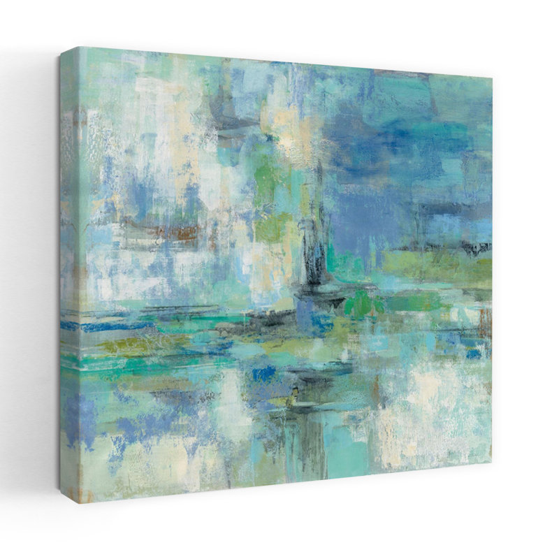 Port du matin contemporain avec art abstrait noir, H 48 po x l 48 po