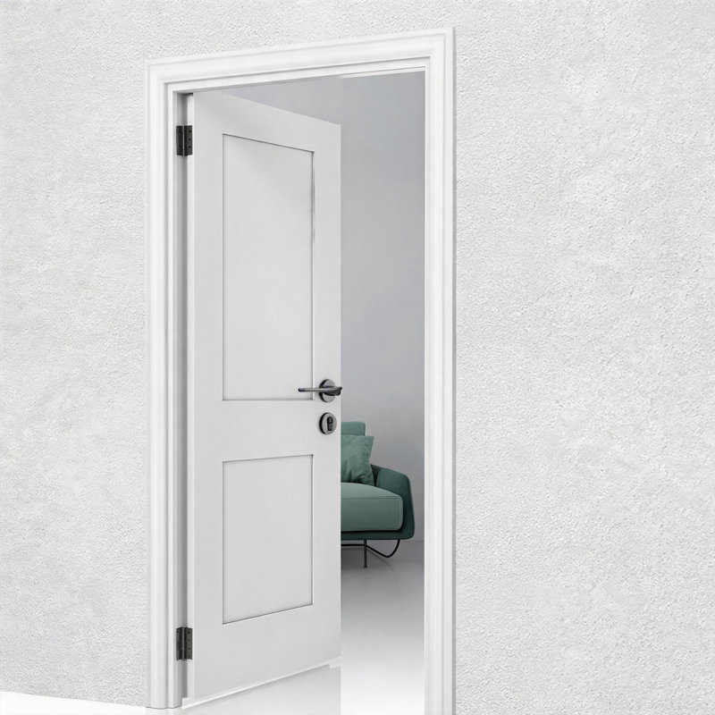 30 po x 80 po. Porte intérieure à 2 panneaux en bois apprêté blanc Shaker, plaque de porte intérieure en bois massif pour la chambre à coucher