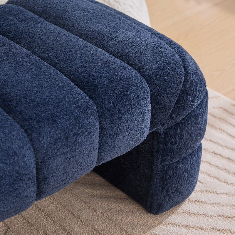 69.7"Wide Modern Upholstered Armless Bed Bench, Channel Tufted Couch Daybed Chaise, Chenille Ottoman Foot Stool For Living Room And Bedroom, Entryway, Navy