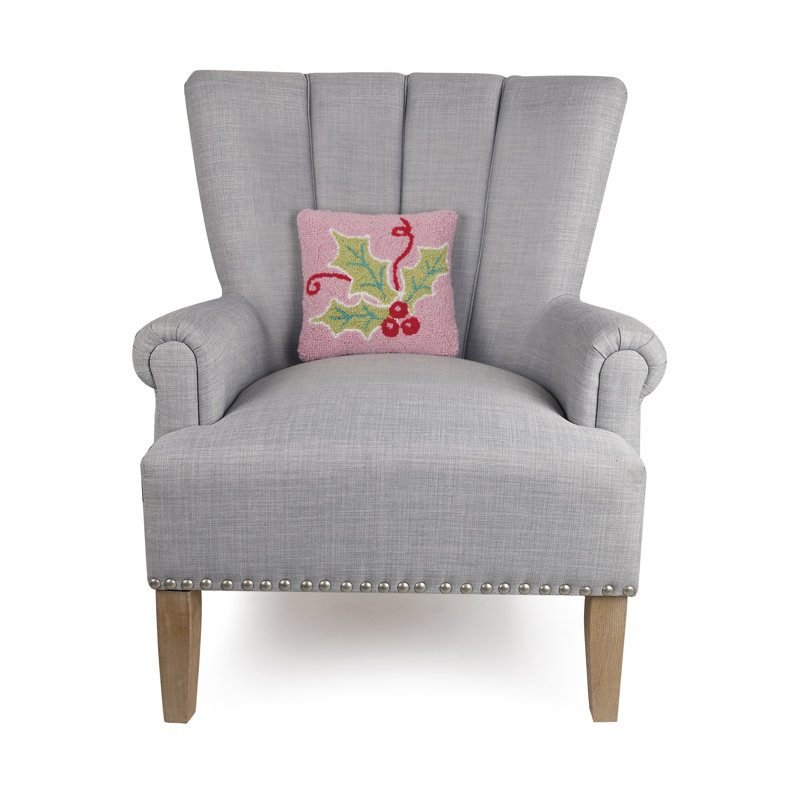 Floral Wool and Velvet Throw Pillow