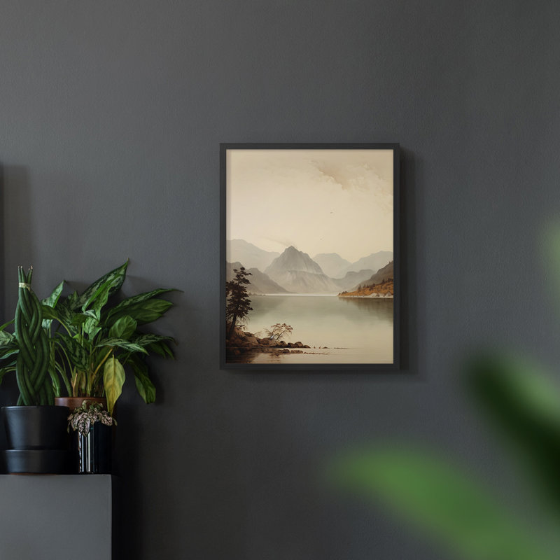 " Vintage Landscape XXXIV " on Paper, Black