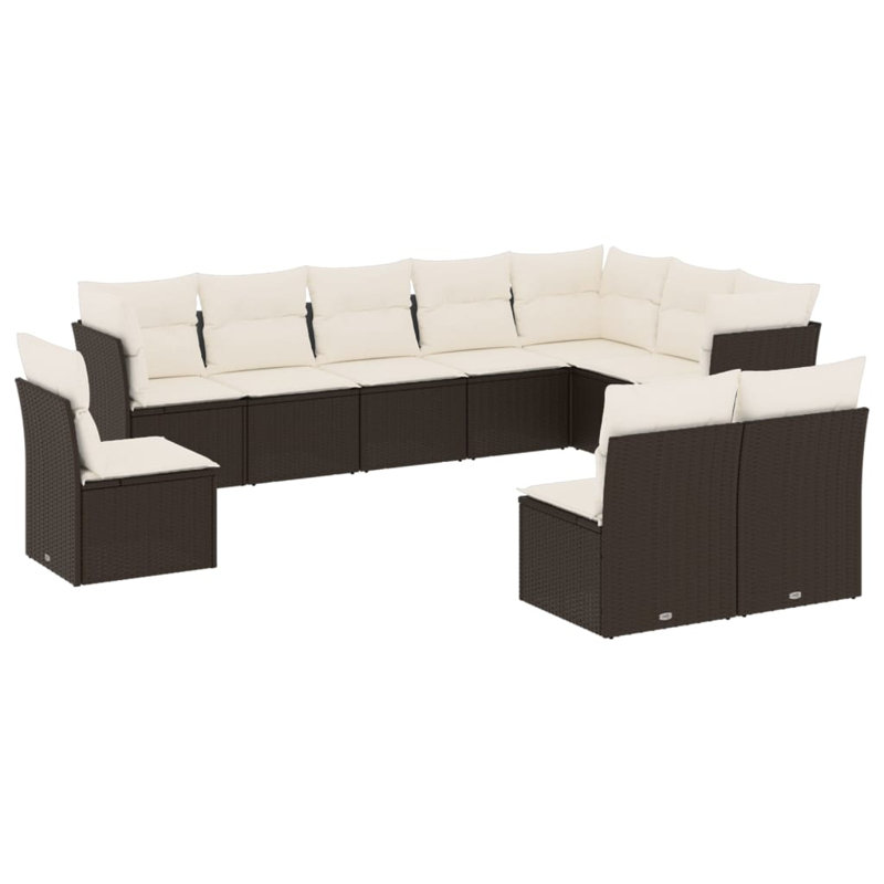 Grand canapé modulaire en rotin PE Vidaxl, Coussin blanc / cadre noir