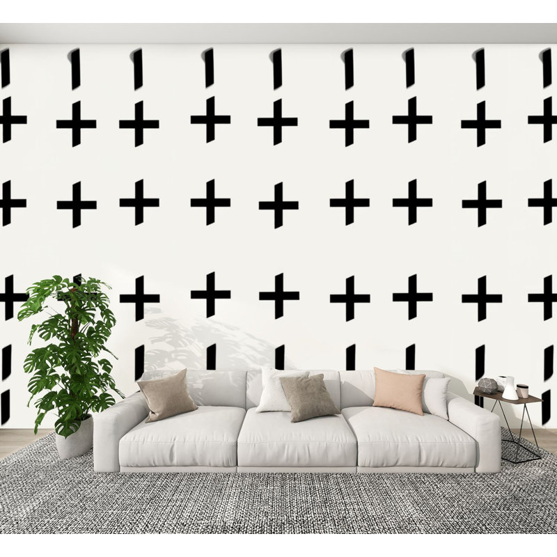 Papier peint adhésif mural minimaliste noir plus Peel and Stick, L 144 po x l 100 po