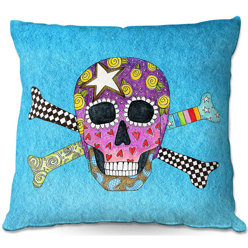  Coussin Couch Skull and Cross Bones, 20 po x 20 po, Noir