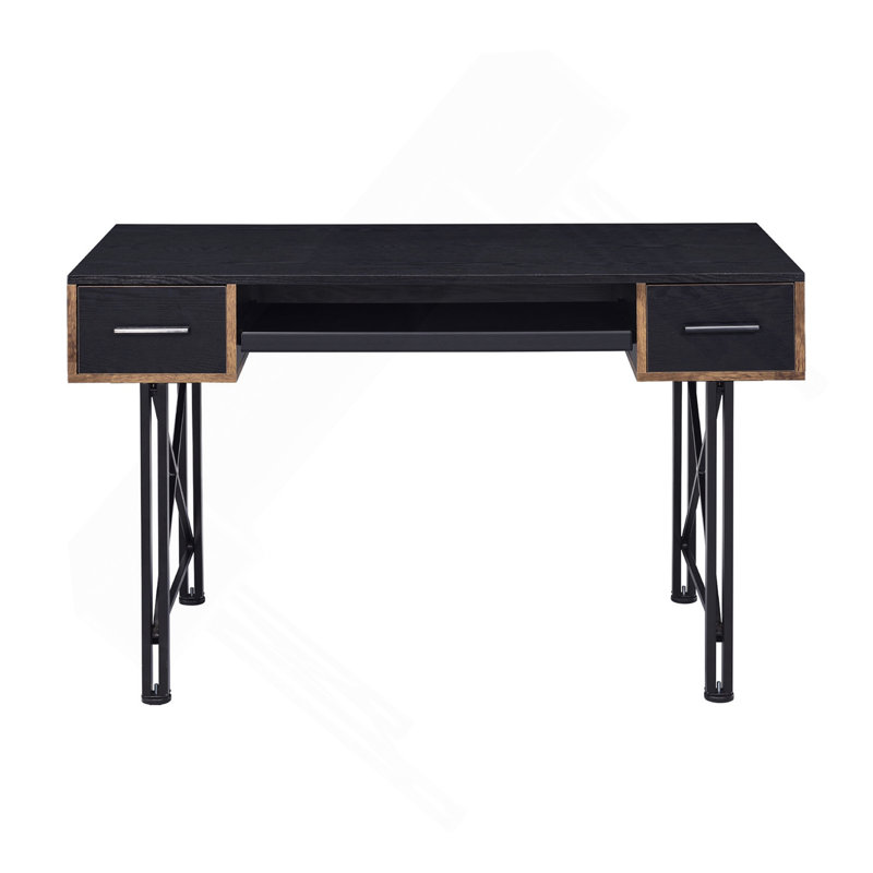 Rectangular Computer Desk With 2 Drawers, Black