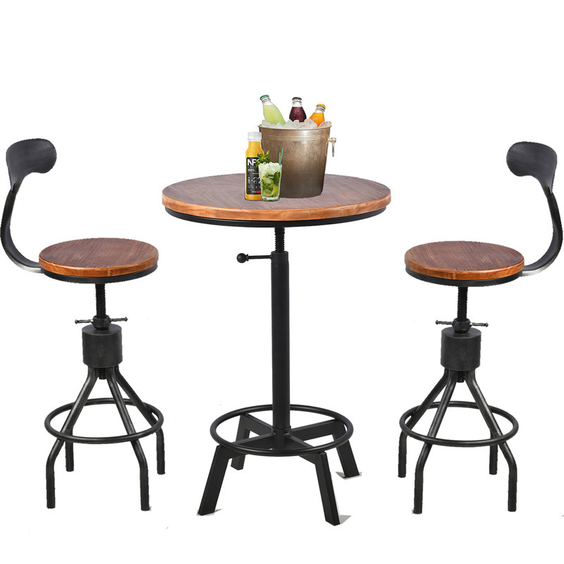 Teter 2 - Person Pine Solid Wood Top Pedestal Dining Set
