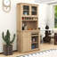 Garde-manger autoportant en bois avec portes en verre trempé, tablettes réglables et porte-bouteilles-1011580386