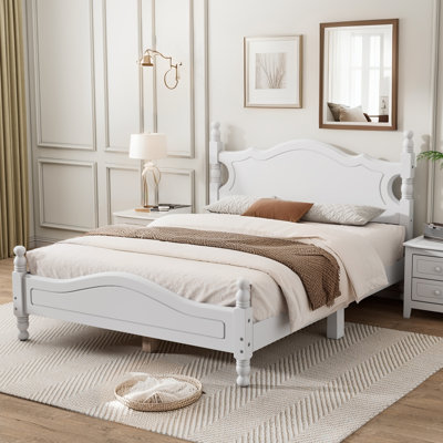Base de lit plateforme en bois, lit plateforme de style rétro avec 12 lattes en bois