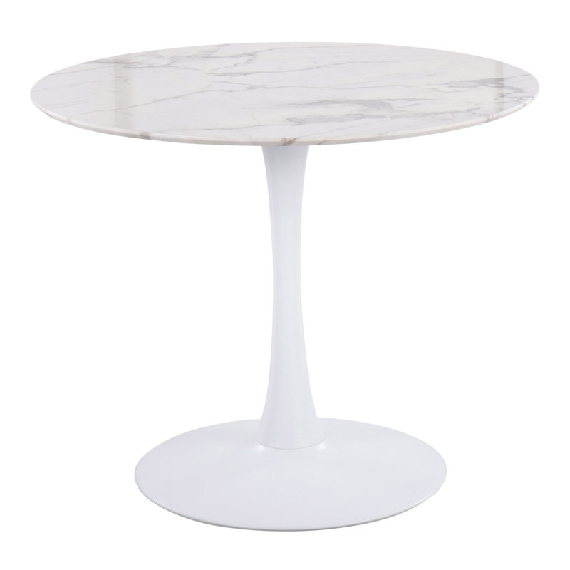 Table de salle à manger Jagpreet, Plateau blanc / base blanche