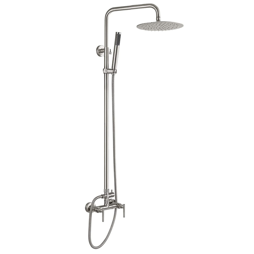 Milani Dual Function Outdoor Shower with Two Lever Handles Stainless Steel AquaStyle 