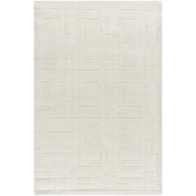 Hand Loomed Wool Geometric Area Rug in Cream