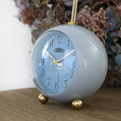 Metal Quartz movement / Crystal Alarm Tabletop Clock in Blue