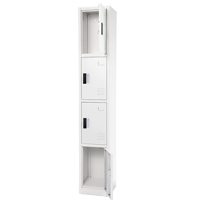 White 72" Steel 4-Tier Storage Locker with Digital Lock