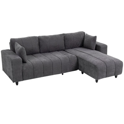 Canapé modulaire, canapé en L 3 places avec siège intégré, gris