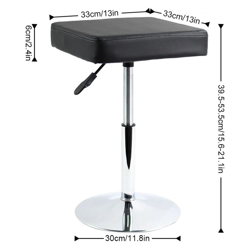 Tabouret carré en similicuir, Noir, noir, noir, noir