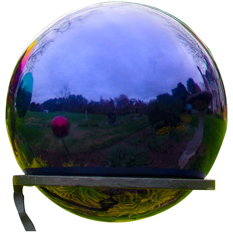 Weather Resistant Metal Abstract Gazing Ball, Blue