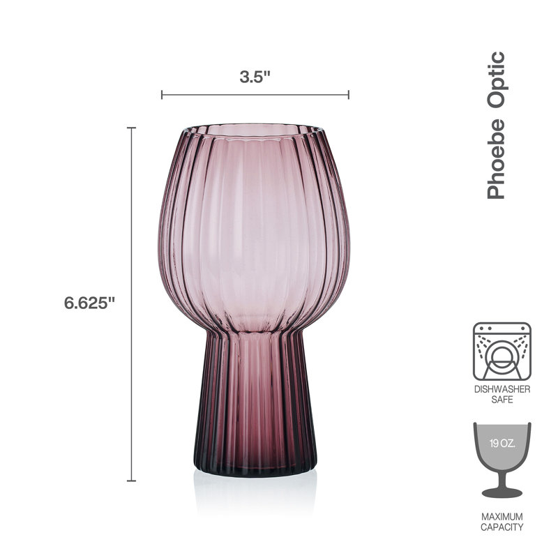 Mikasa Phoebe Optic Goblet Beer Glasses, Set Of 4, 19 Ounce, Purple