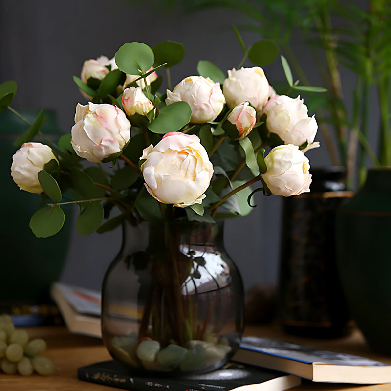 Dried Look Peonies | 9 Stems Artificial Wedding | Home Decoration | Gifts | Decor Floral Flowers, Yellow