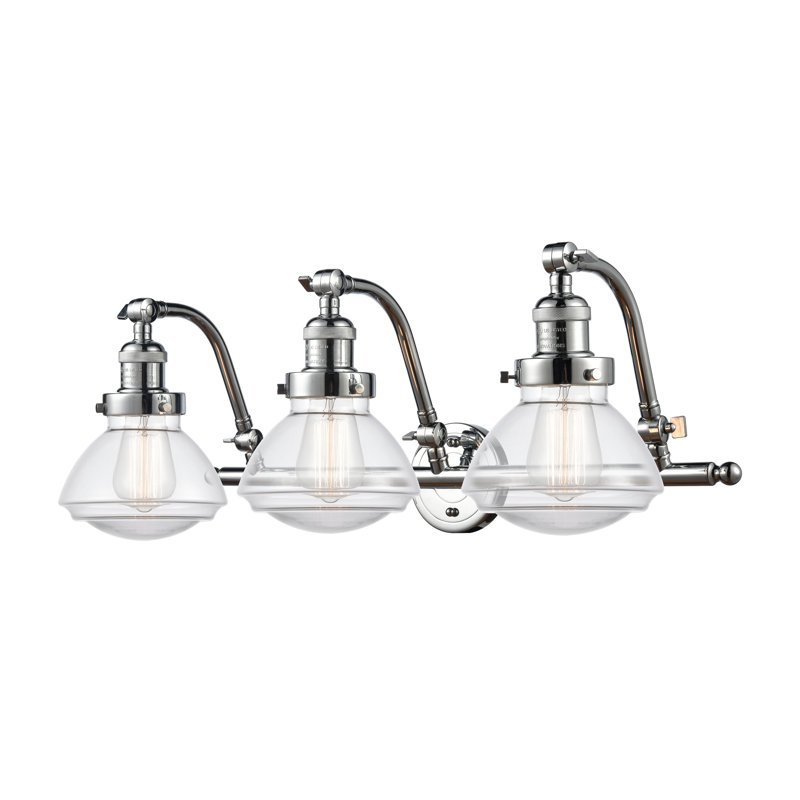 Chesterville 26'' W 3-Light Vanity Light with Glass Shades, Clear, Polished Chrome, Bulb Not Included