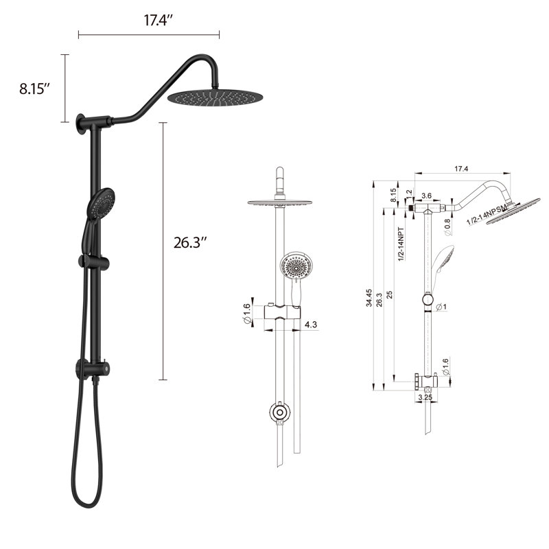 Complete Shower System, Matte Black