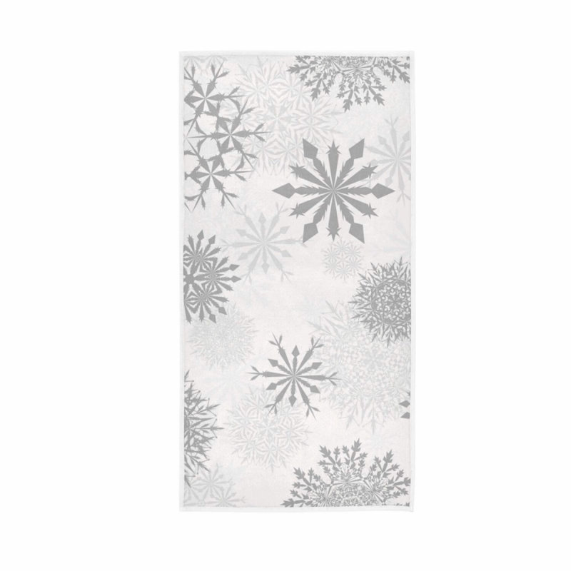 Snowflake Gray Soft Absorbent Hand Towels - Decorative Small Bath Towels for Bathroom, Guest, Gym, Spa - 30x15 Inch