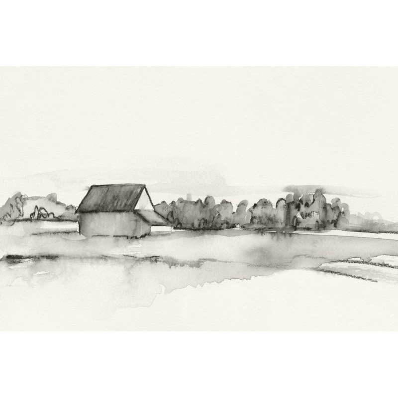 Wyeth Barn I - Painting, 81 cm H x 122 cm W, Black Floater Framed